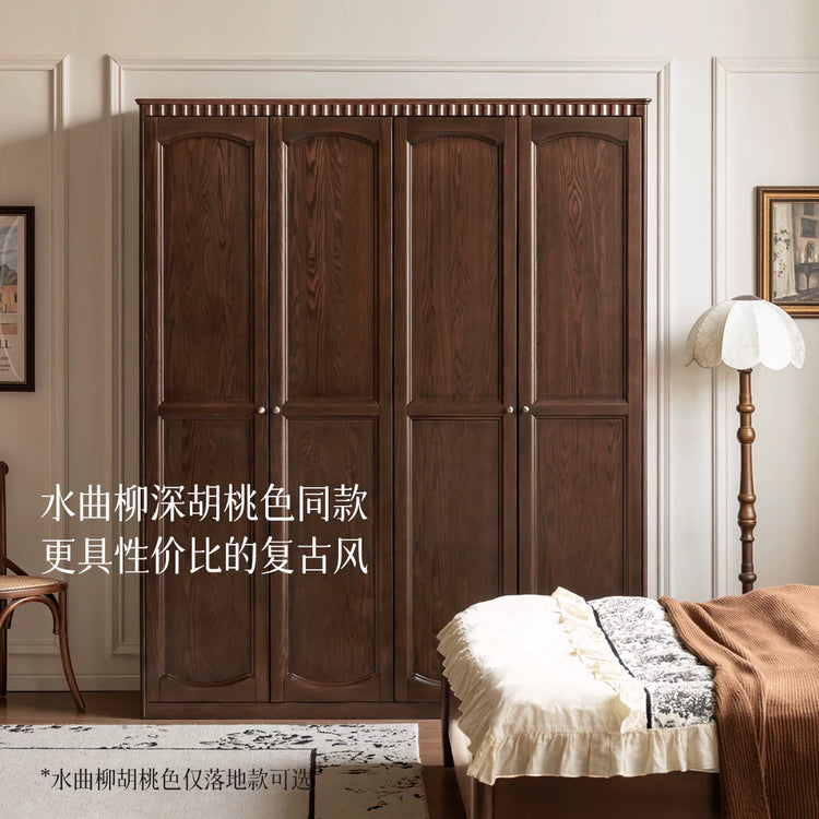 实木衣柜美式复古储物柜黑胡桃木收纳柜卧室轻奢衣橱