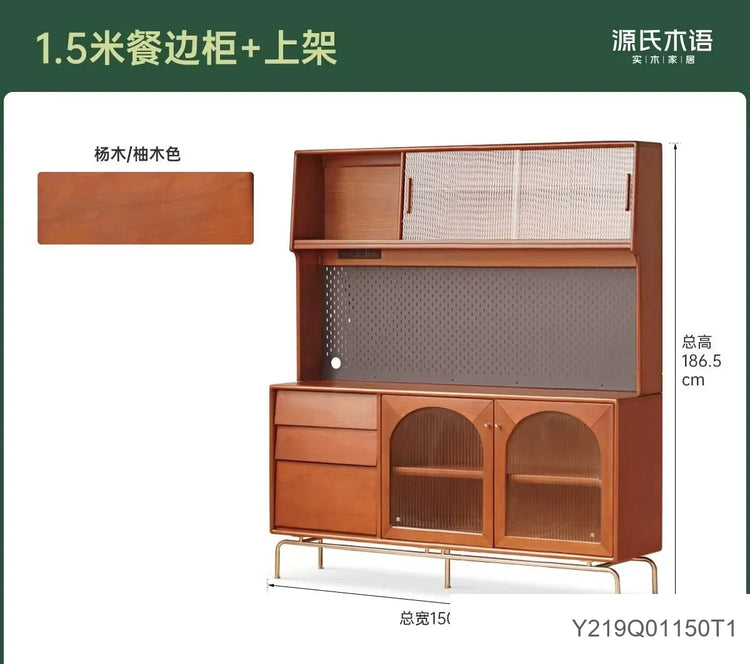 实木中古餐边柜法式复古玻璃柜子餐厅靠墙收纳储物柜