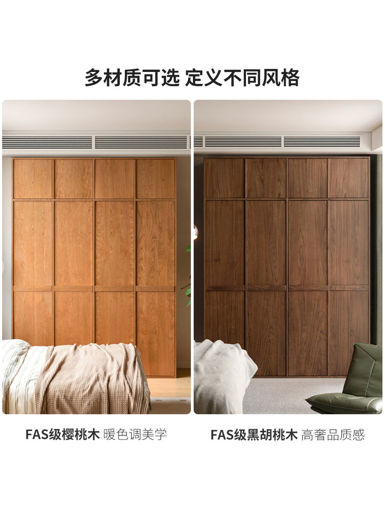 实木衣柜现代骨骼线大衣橱白蜡木卧室简约储物柜黑标家具