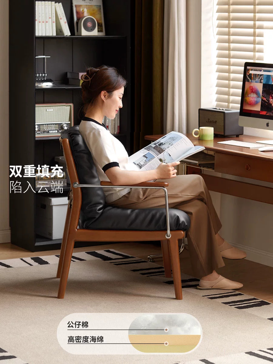 Solid wood armchair study Bauhaus backrest chair office chair upholstered study chair leisure chair