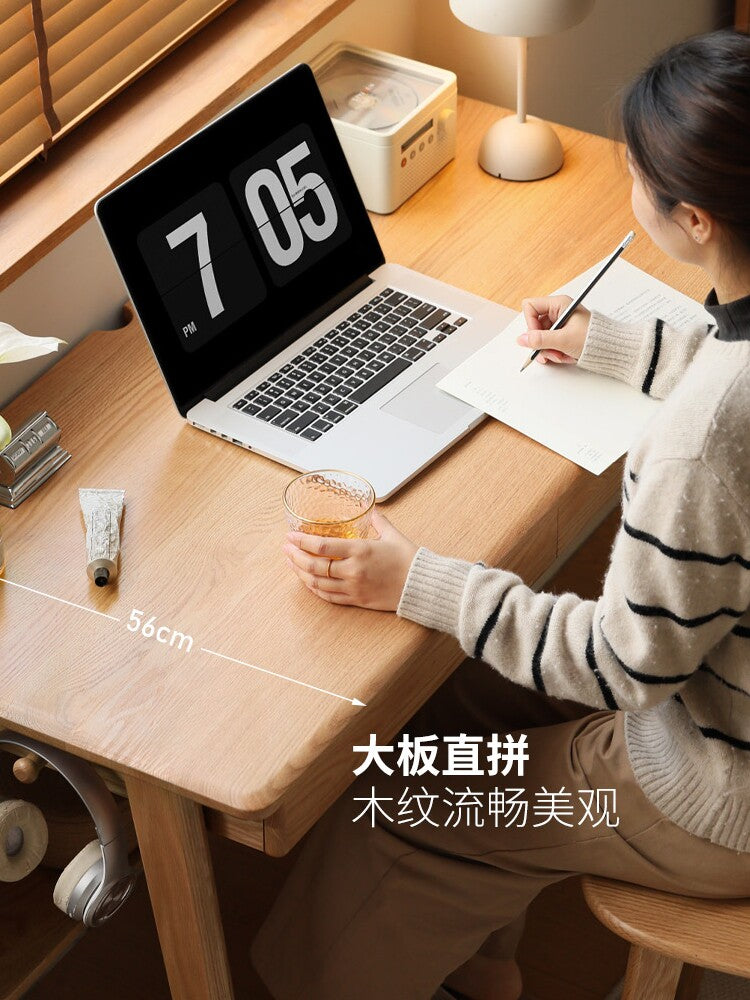 实木书桌简约桌子带抽屉原木学习桌办公桌橡木写字台