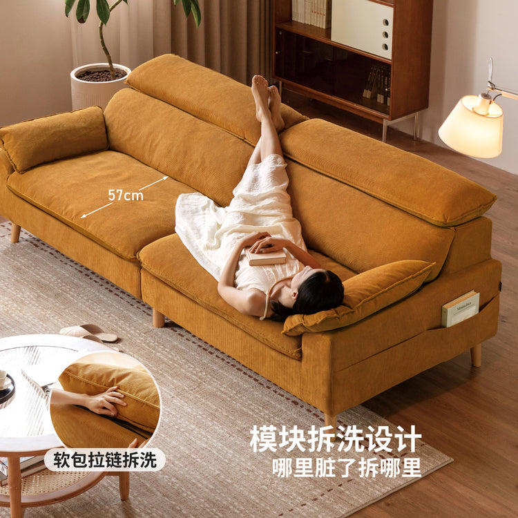 布艺沙发客厅简约现代猫抓布日式复古灯芯绒直排沙发