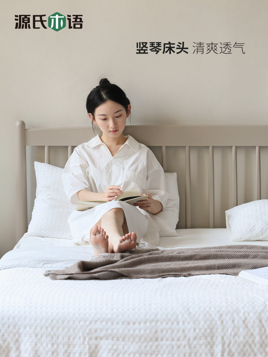 轻奢实木床北欧原木双人床现代简约大床温莎床卧室家具