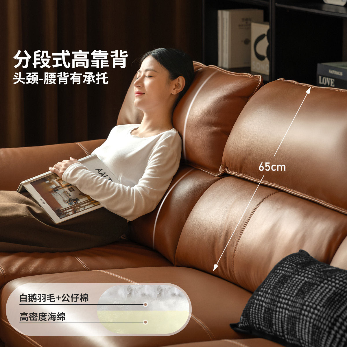 真皮沙发意式极简头层牛皮客厅大户型贵妃位转角沙发