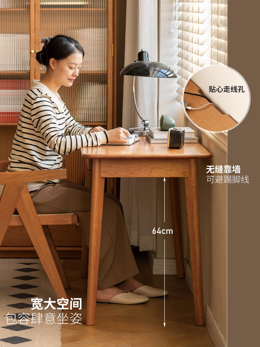 实木书桌带抽屉复古樱桃木电脑桌小户型学习桌办公桌