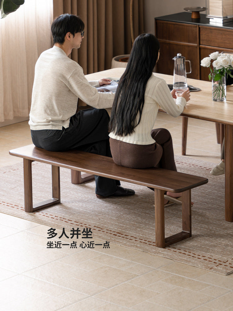 实木长条凳餐厅黑胡桃木餐凳原木床尾凳换鞋凳凳子