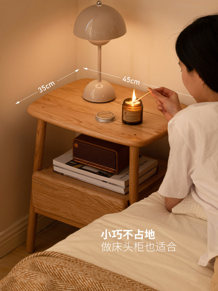 实木沙发边几小户型床头柜橡木角几北欧方几客厅小茶几