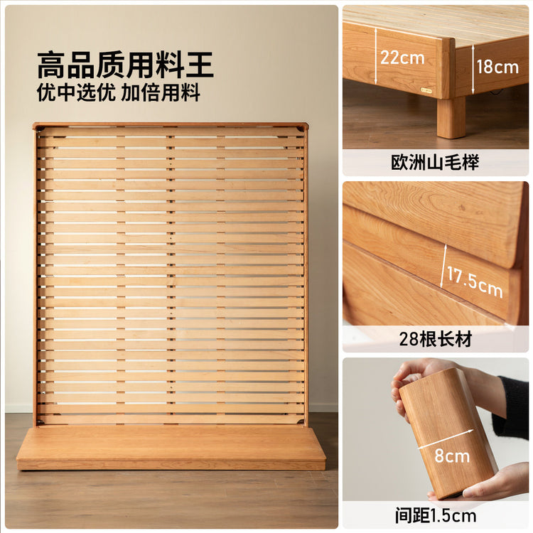 实木床现代简约夜光床卧室樱桃木双人床黑标大板床