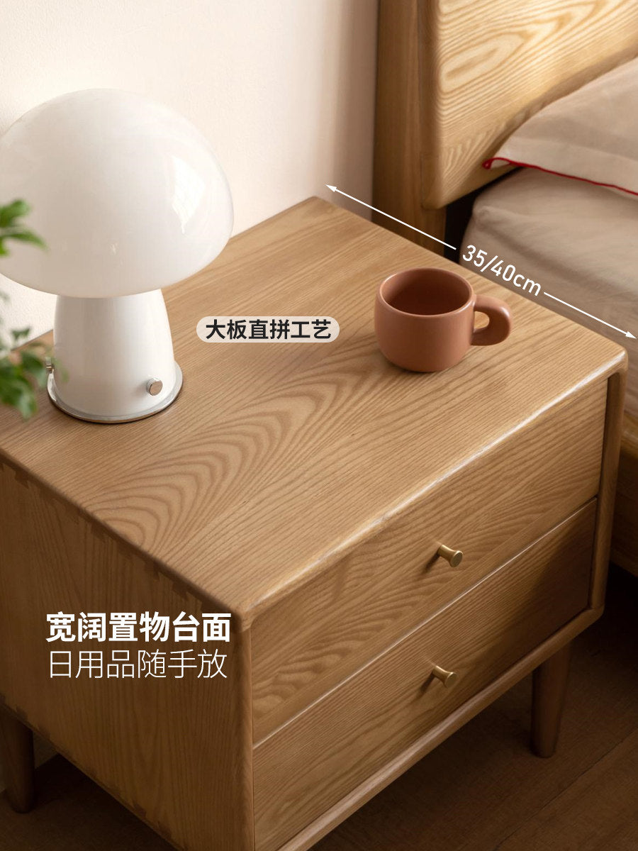 实木床头柜现代简约储物柜原木风床边柜白蜡木卧室小柜子