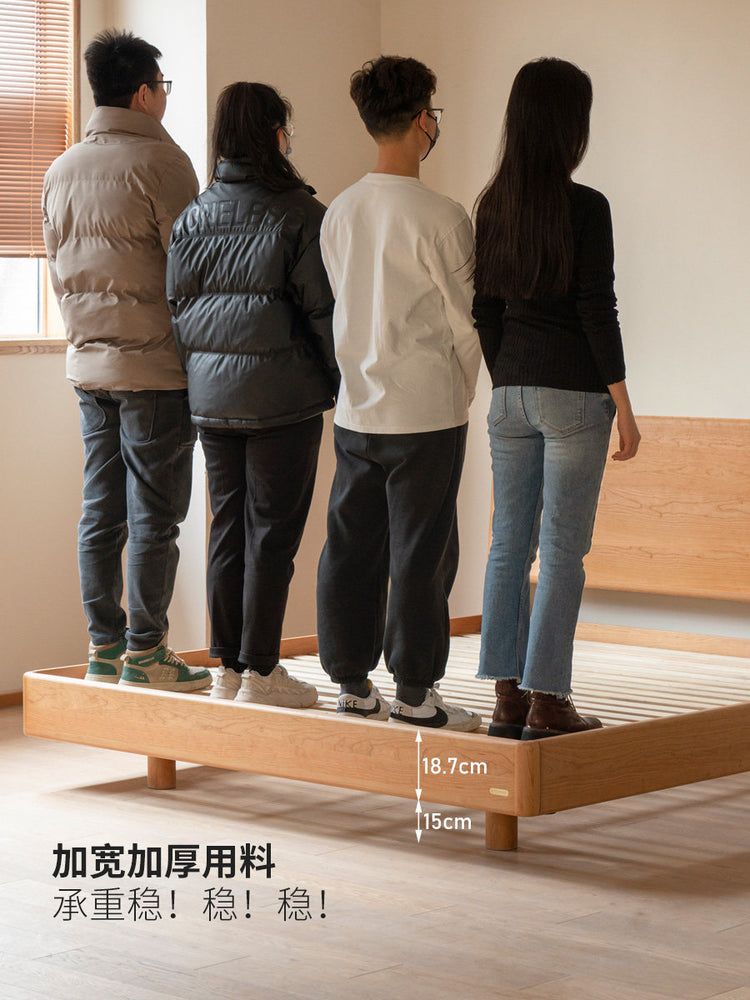 实木床日式樱桃木卧室大床现代简约双人床黑标新款