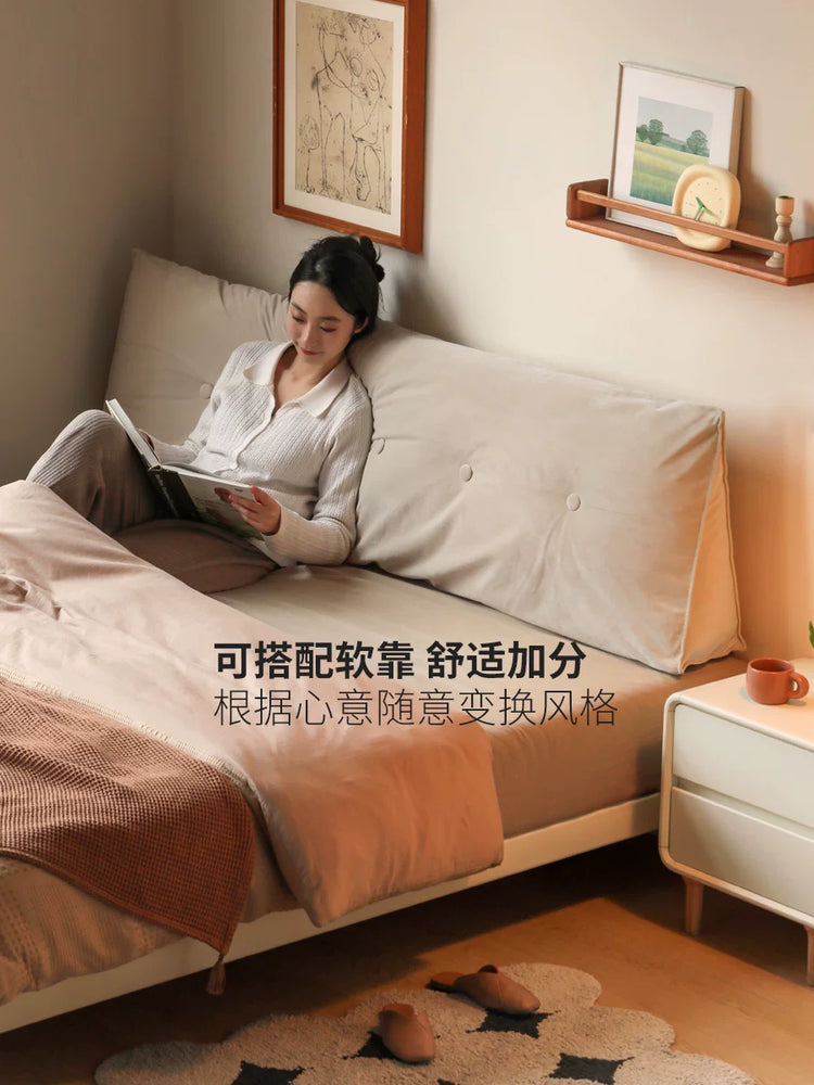 实木床白色无床头榻榻米卧室齐边悬浮床简约小户型双人床