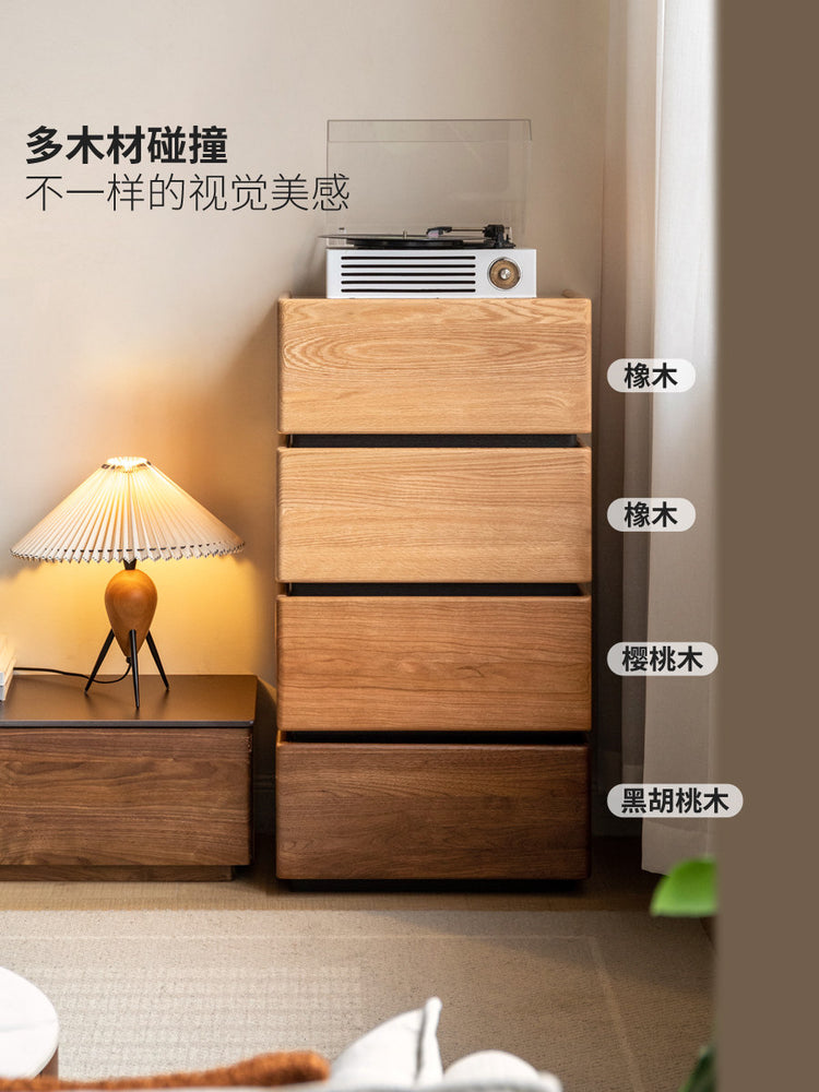 实木床头柜简约现代黑胡桃木床边柜卧室自由组合储物斗柜