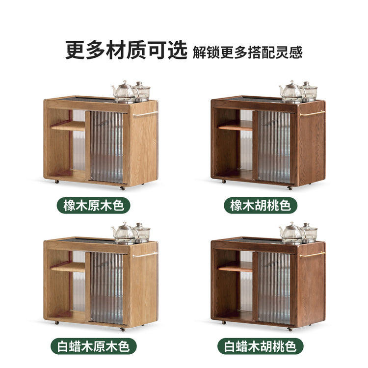 实木茶水柜黑胡桃木客厅茶吧机意式移动烧水壶一体侧边柜