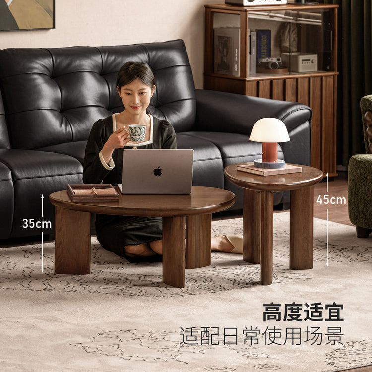 实木茶几客厅意式轻奢异形创意茶台胡桃色大小组合茶水台