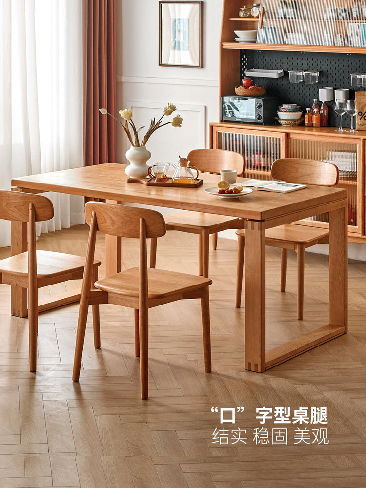 实木餐桌复古樱桃木岛台一体大板桌工作台莫比恩