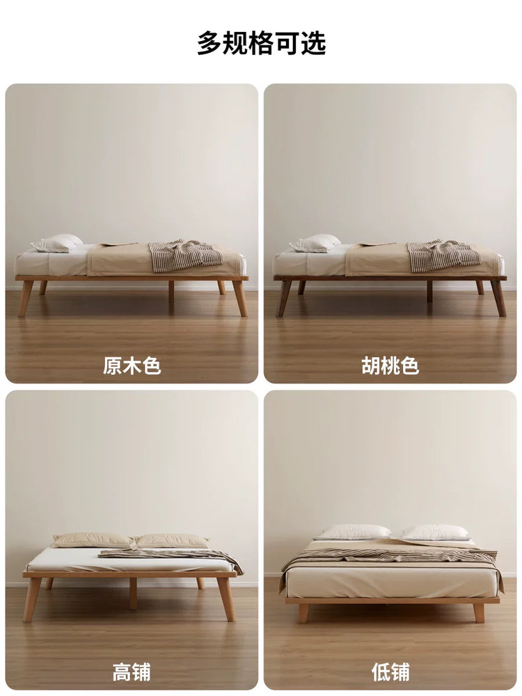 实木床现代简约橡木榻榻米床无床头小户型卧室大床