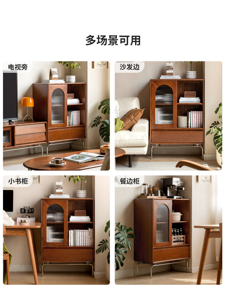 实木电视柜边柜客厅复古靠墙储物柜小户型中古展示柜
