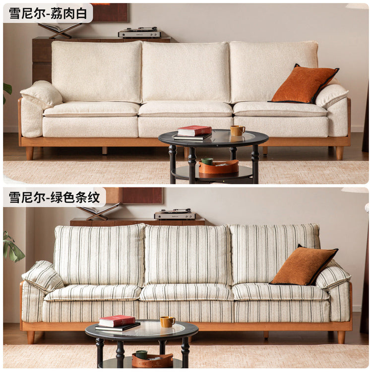 实木客厅现代简约樱桃木直排沙发小户型布艺沙发