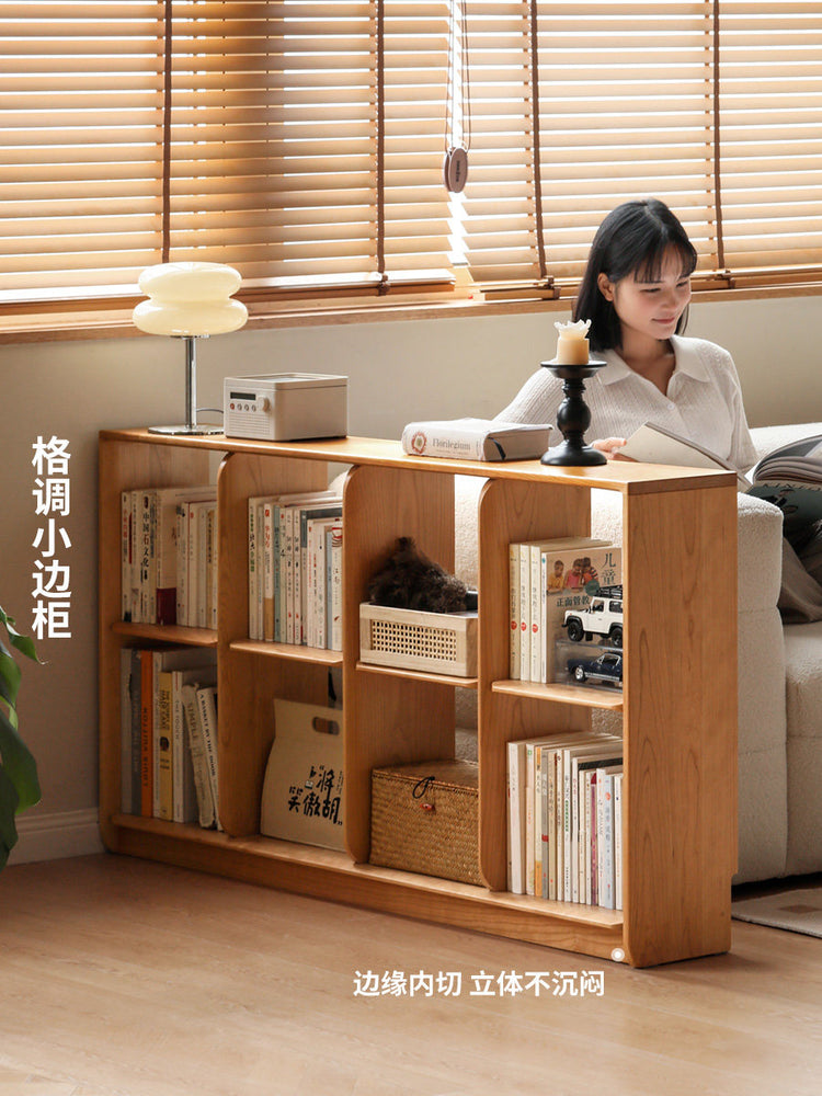 实木书架中古樱桃木置物架自由组合书柜落地格子架展示架