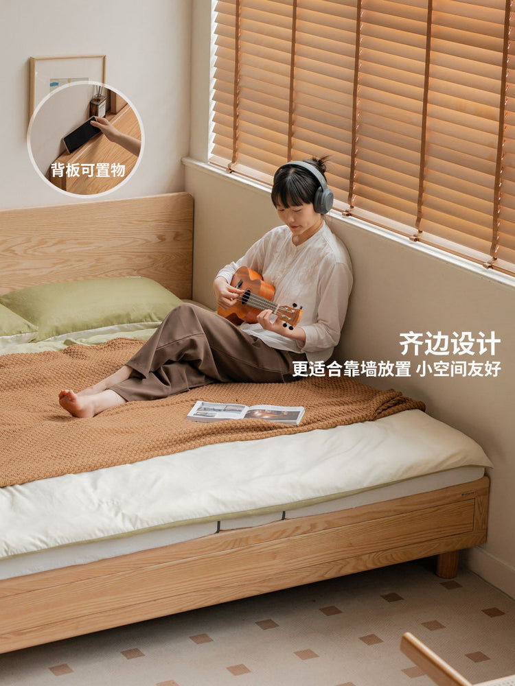 实木床卧室抽屉床橡木抽拉床简约储物床小户型床头柜床