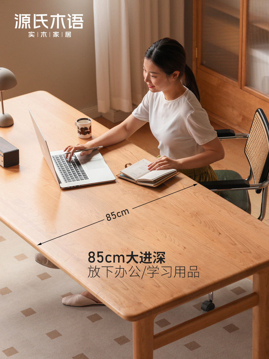 实木书桌办公桌大工作台靠墙电脑桌餐桌樱桃木写字桌
