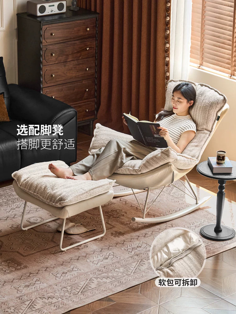 布艺沙发椅客厅懒人沙发复古蜗牛椅阳台摇椅家用蛋壳椅