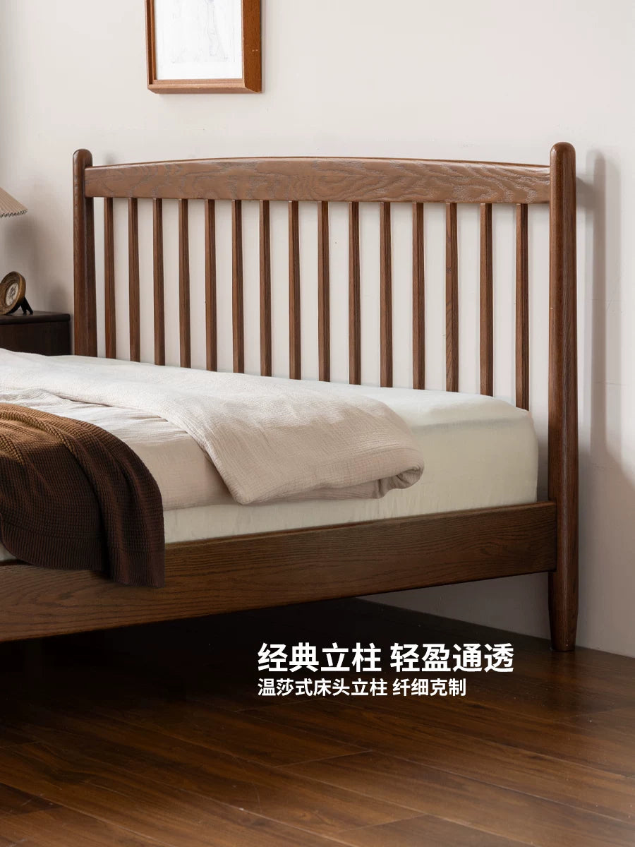 实木床现代简约橡木温莎床卧室小户型双人床1米8大床