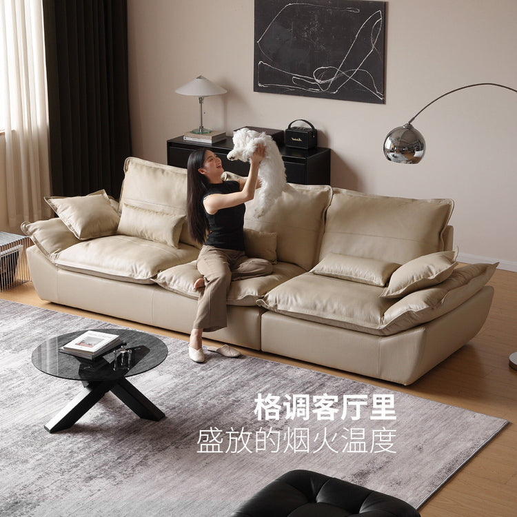 真皮沙发客厅现代简约帆船大户型四人位直排沙发
