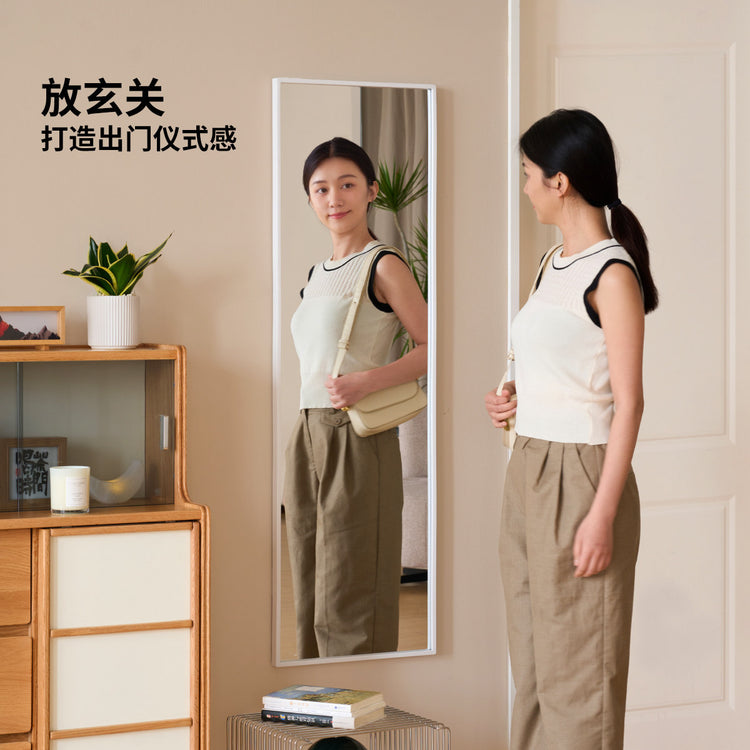 铁艺穿衣镜现代简约钢化镜卧室可翻折试衣镜全身镜