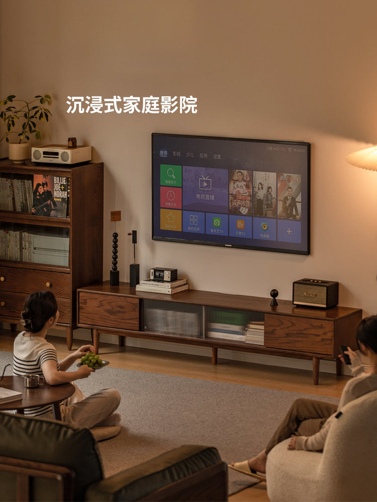 实木电视柜现代简约地柜客厅小户型胡桃色收纳储物柜
