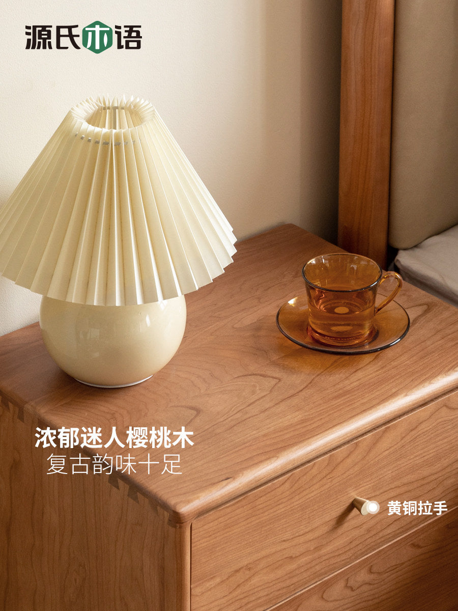 全实木床头柜樱桃木复古床边柜卧室小型收纳柜抽屉柜