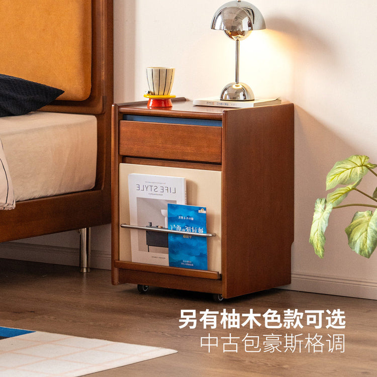 实木床头柜卧室复古储物柜樱桃木收纳柜可移动置物柜