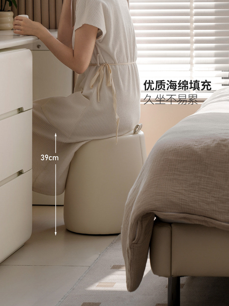 化妆凳奶油风卧室梳妆凳客厅沙发脚凳阳台换鞋凳圆凳