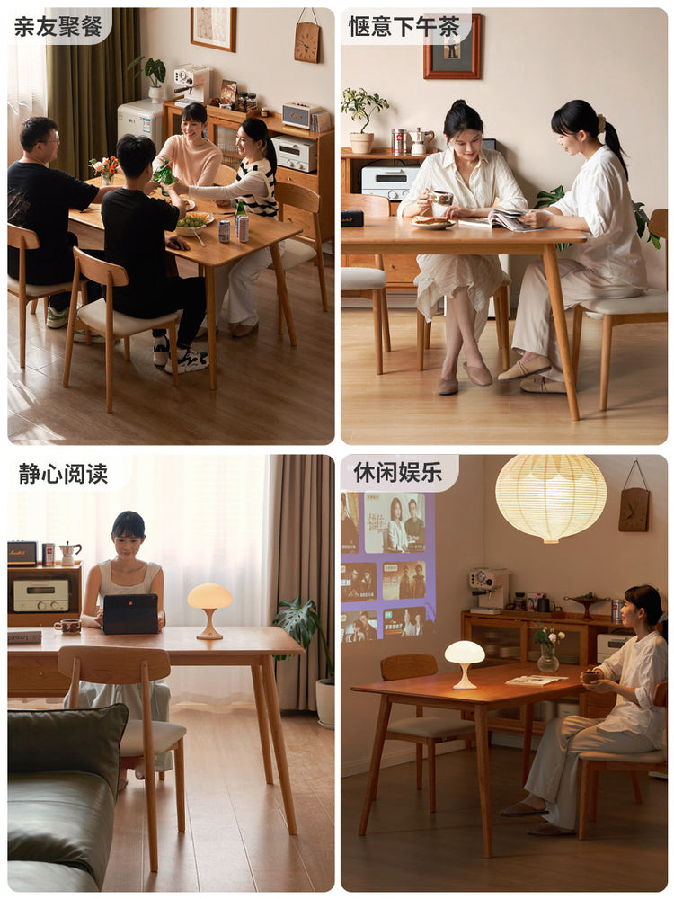 实木餐桌餐厅樱桃木饭桌靠墙吃饭桌子北欧餐桌椅组合