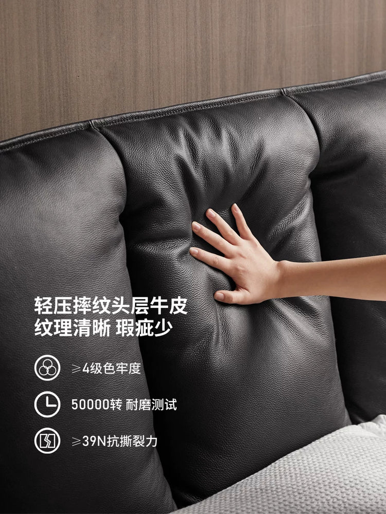 真皮床卧室轻奢双人床高端大气储物床黑色大容量箱体床