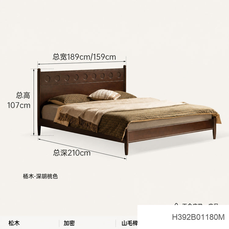 实木床经典中古大板床卧室复古双人床1.8米1.5米大床