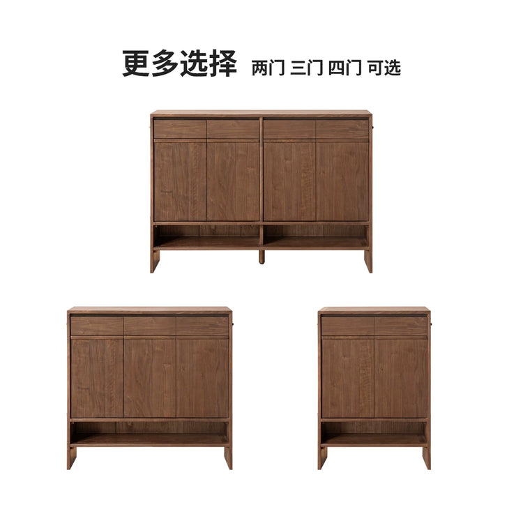 实木鞋柜客厅意式轻奢黑胡桃木置物柜门口入户玄关柜