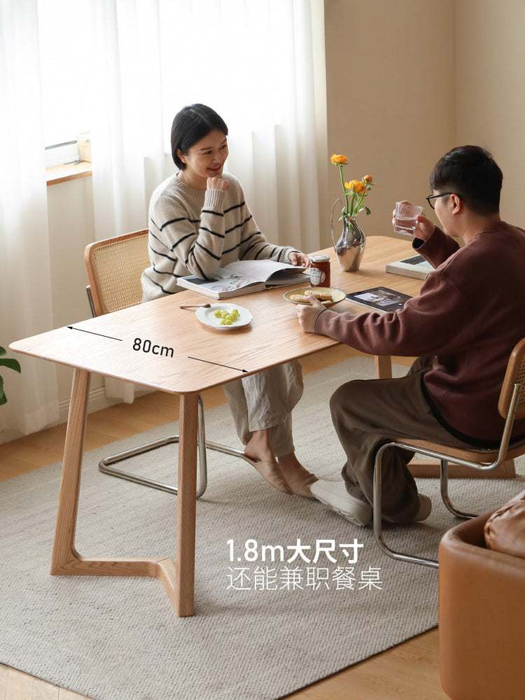 实木大书桌简约橡木靠墙办公桌书房长方形桌子餐桌