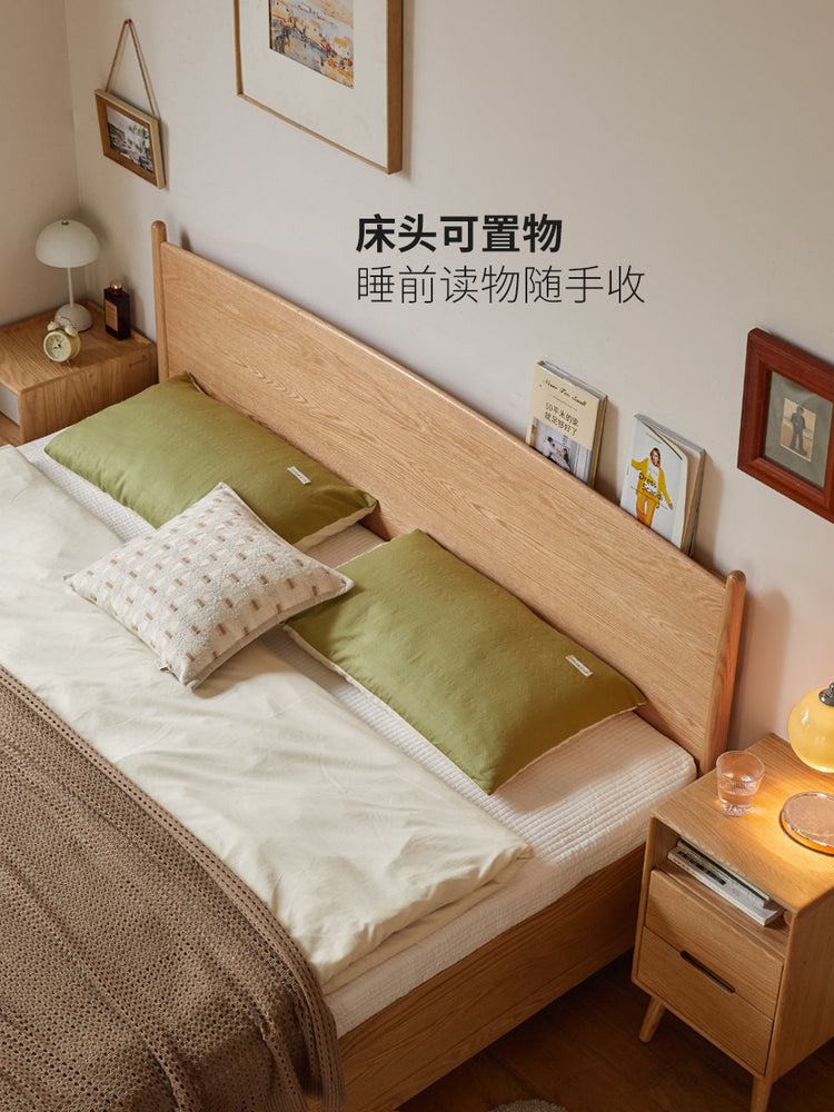 实木床现代简约箱体储物床卧室原木大板床橡木收纳床