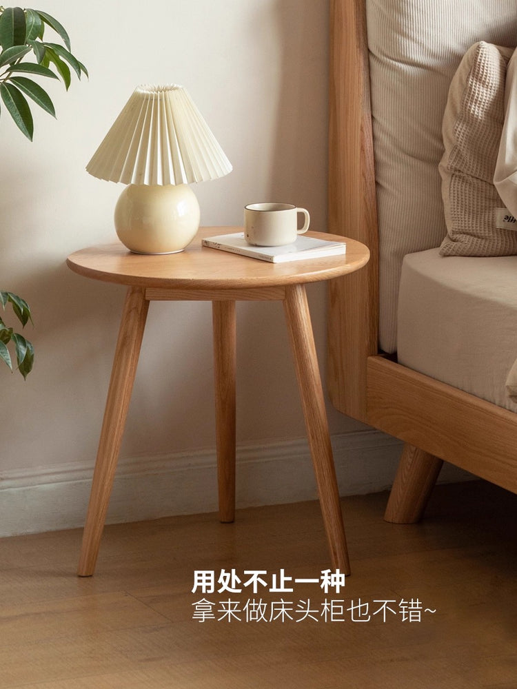实木圆形茶几简约现代小圆桌客厅沙发边几北欧小户型边桌