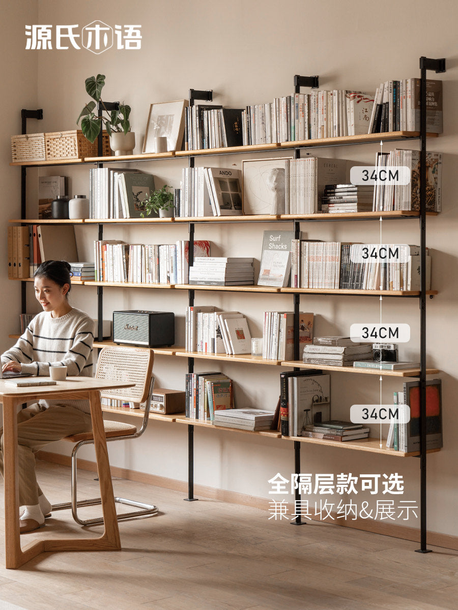 实木壁挂书架工业风书房多层置物架手办展示架收纳架