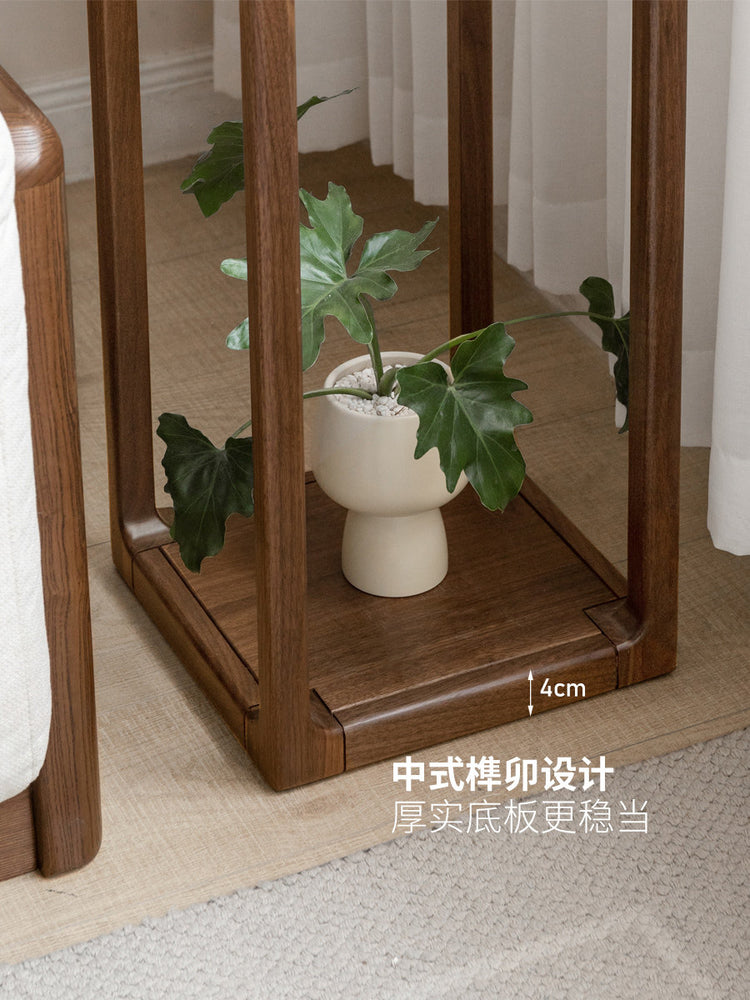 全实木花架子客厅落地式新中式黑胡桃木置物架花几展示架