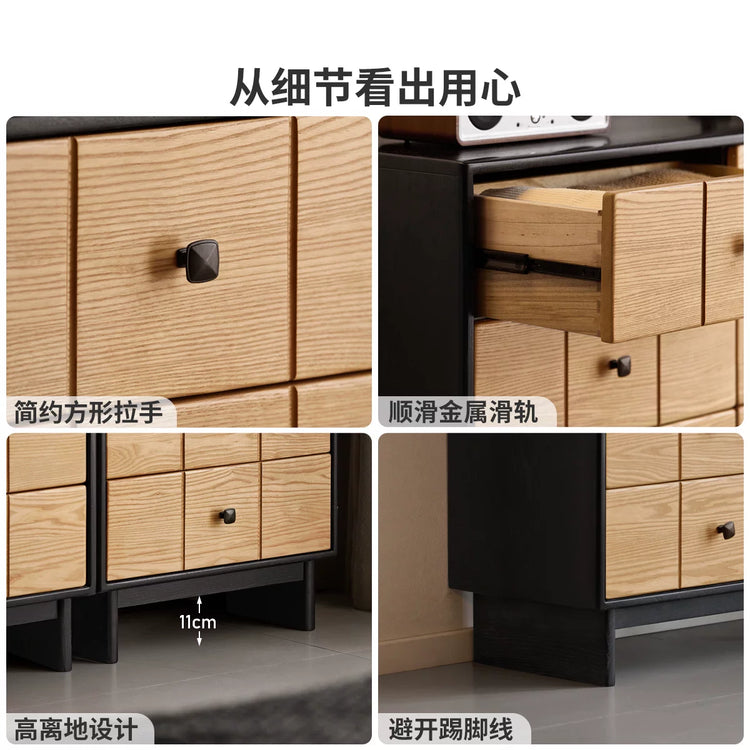【14天预售】实木斗柜现代简约白蜡木边柜卧室床尾抽屉柜家用储物柜