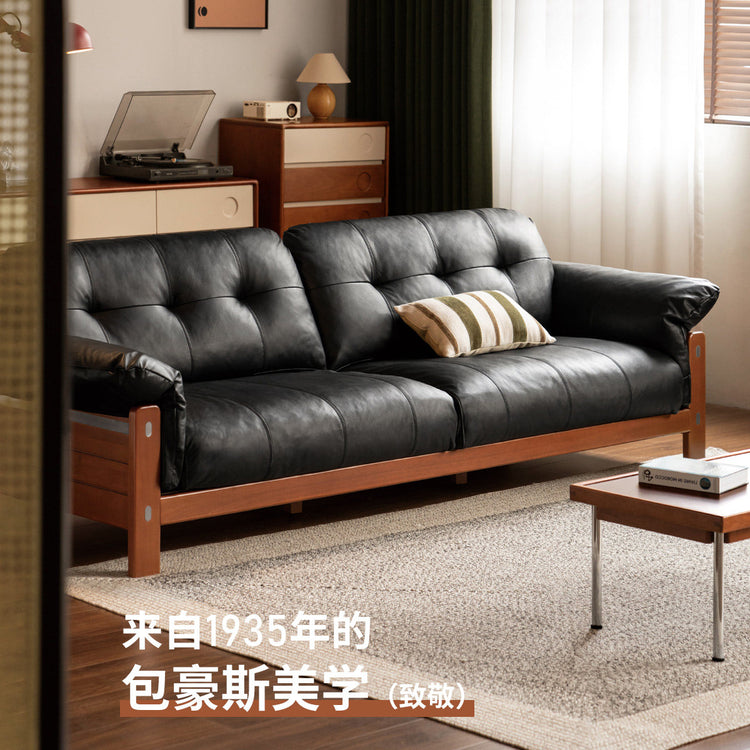 实木客厅中古风雪尼尔直排沙发包豪斯布艺沙发
