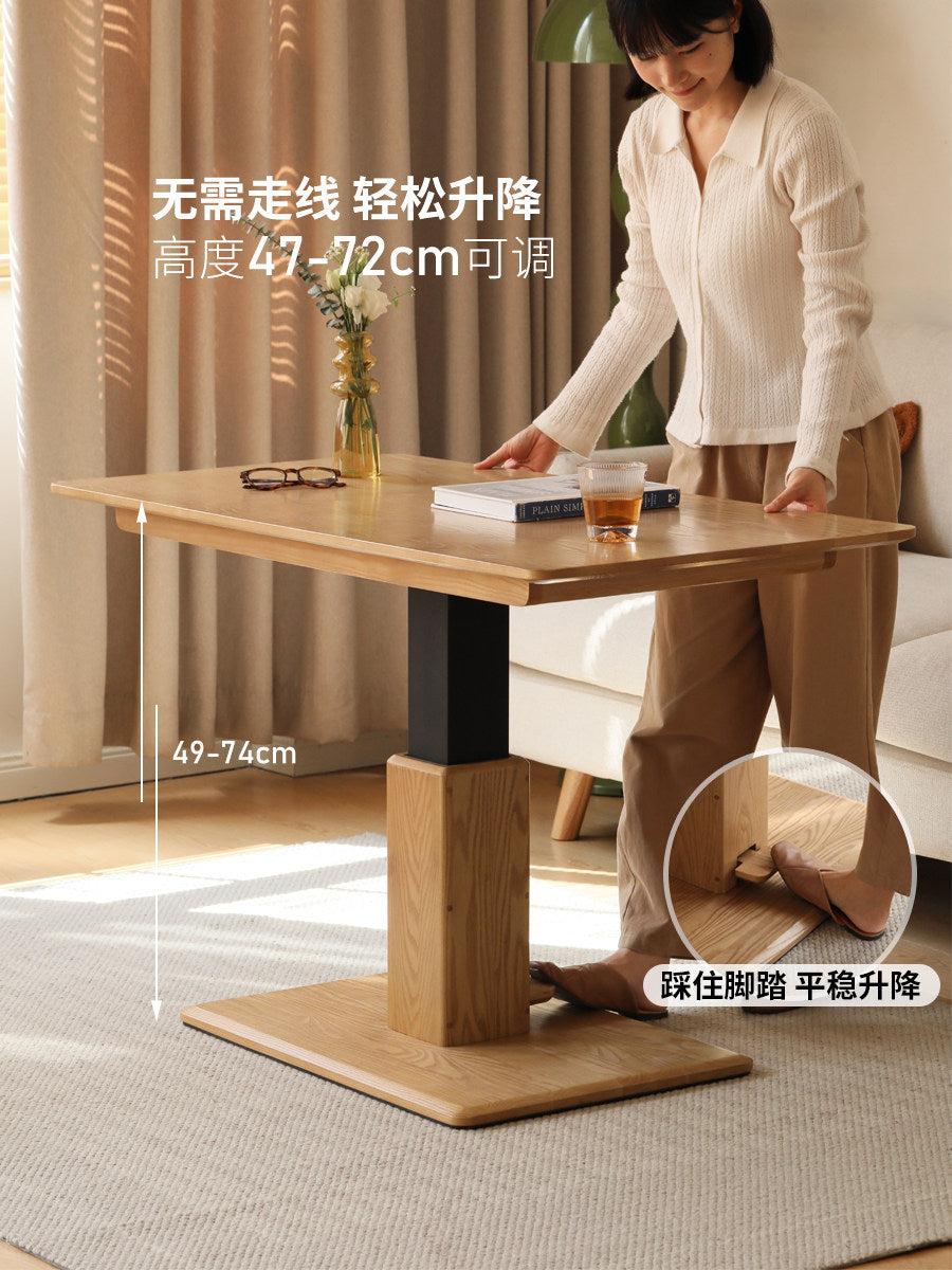 实木茶几客厅升降茶台现代简约餐桌白蜡木书桌茶桌