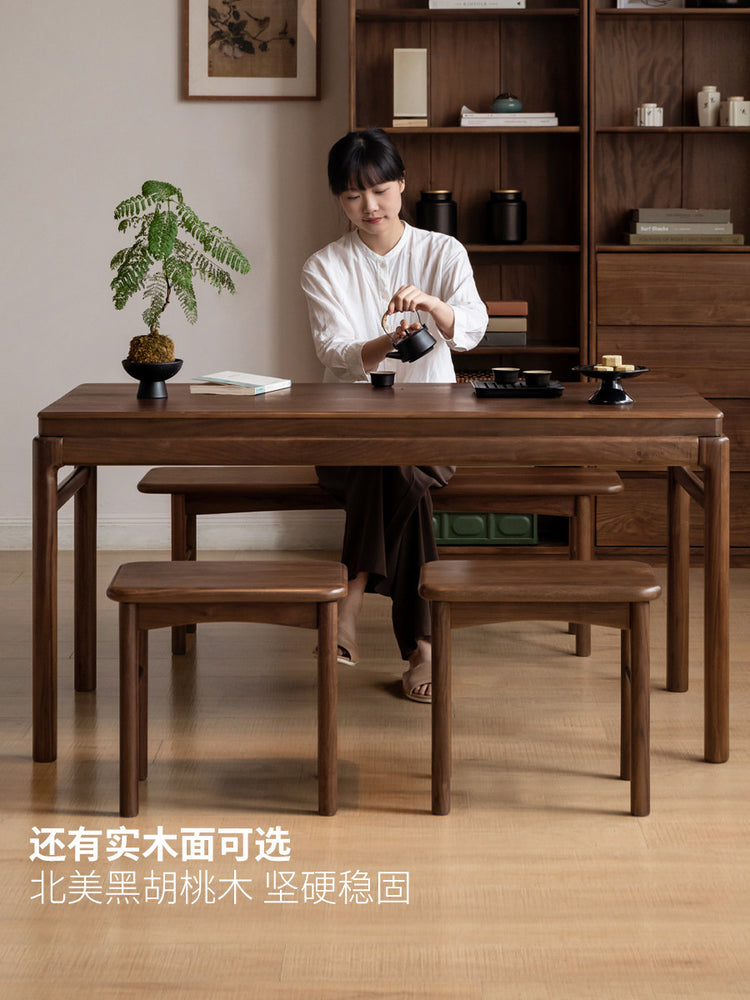 实木茶凳客厅新中式长条凳软包凳黑胡桃木喝茶凳子