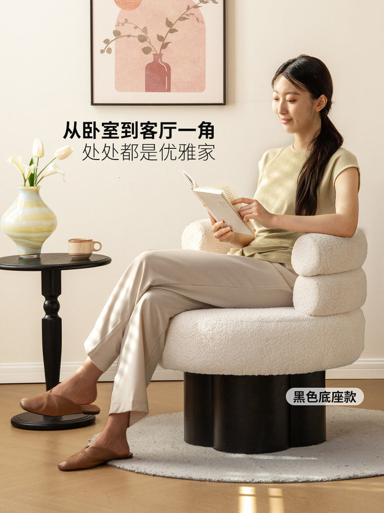 布艺化妆凳现代简约白色软包凳卧室奶油风可旋转梳妆椅