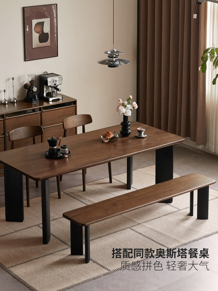 实木长凳餐厅意式轻奢凳子板凳黑胡桃木长条凳换鞋凳