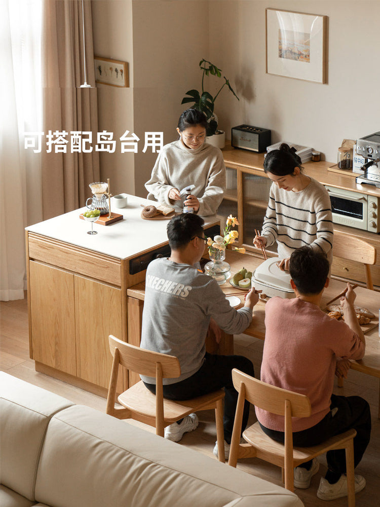 实木餐桌靠墙大板桌吃饭桌子橡木办公桌长方形饭桌