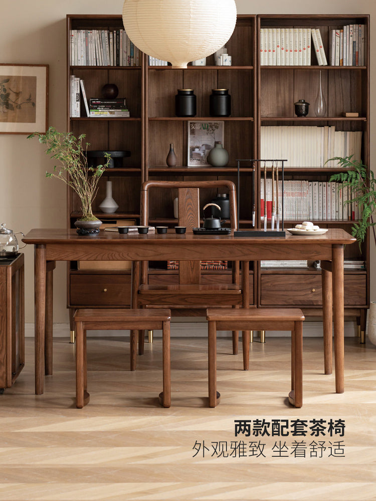 实木茶桌现代简约白蜡木茶台餐桌两用客厅茶桌椅组合